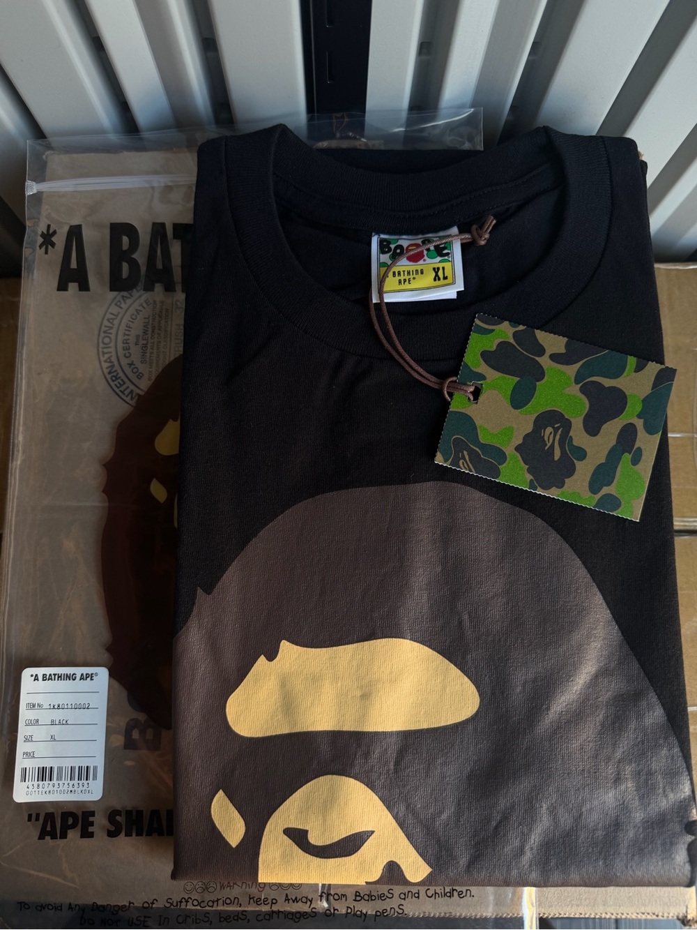Bape Big ape head black tee XL